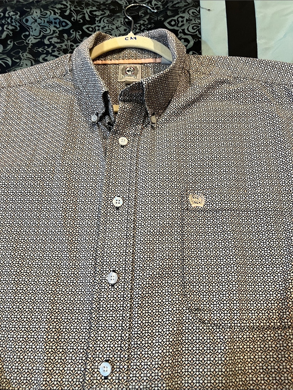 Cinch Men's Blue Micro-Pattern Button-Down Shirt - Picture 4 of 8